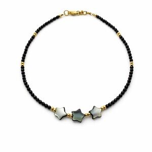 Triple Star Mother of Pearl and Black Spinel Bracelet